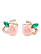 Romwe Rose Design Rhinestone Stud Earrings