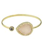 Romwe Pink Single Gemstone Thin Cuff Bracelet