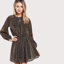 Romwe Slit Button Back Glitter Blouson Dress