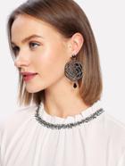 Romwe Hollow Rose Design Drop Earrings