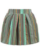 Romwe Vertical Stripe Embroidered Skirt