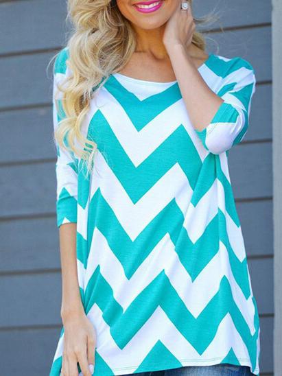 Romwe Long Sleeve Zigzag T-shirt
