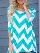 Romwe Long Sleeve Zigzag T-shirt