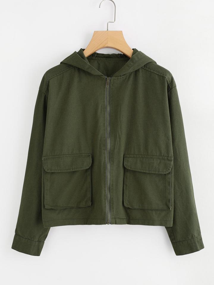 Romwe Dual Pocket Zip Up Jacket