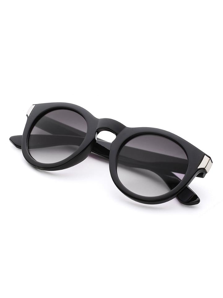 Romwe Metal Detail Round Sunglasses