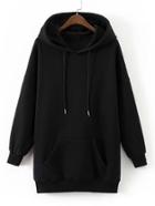 Romwe Kangaroo Pocket Longline Hoodie