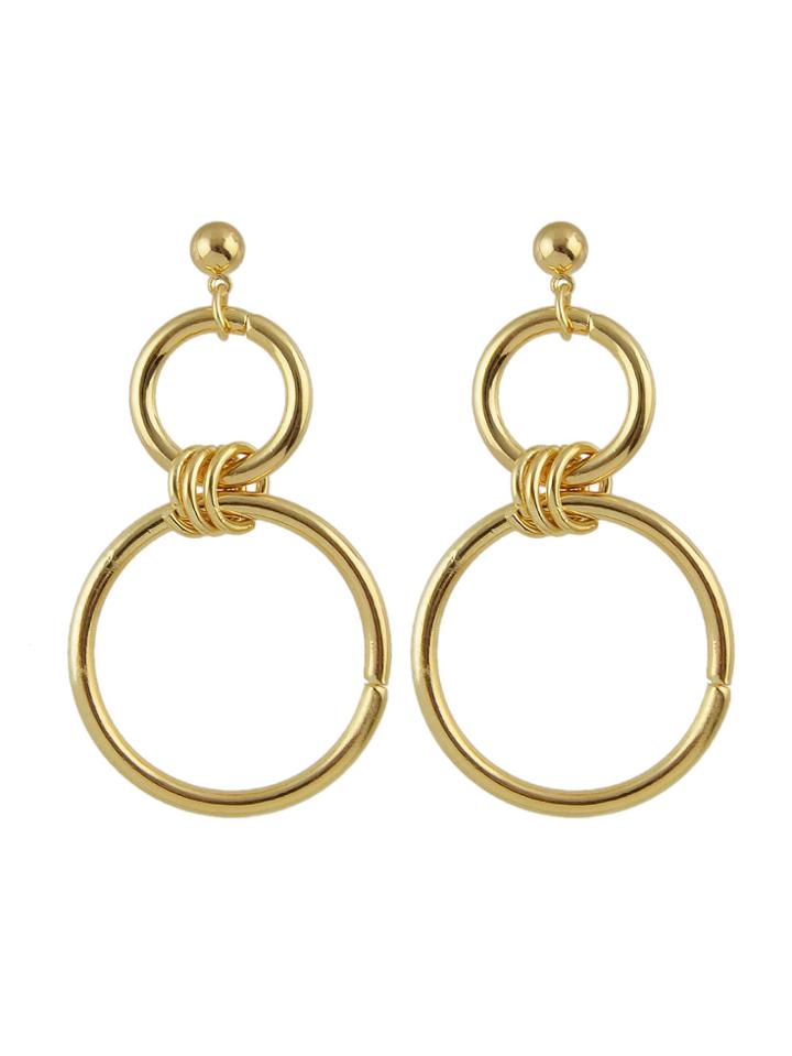 Romwe Trendy Gold Color Big Round Circle Dangle Earrings