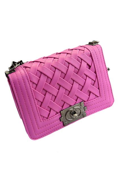 Romwe Romwe Weave Shaped Surface Rose Chain Bag