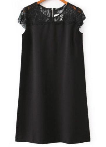 Romwe Lace Cap Sleeve Dress