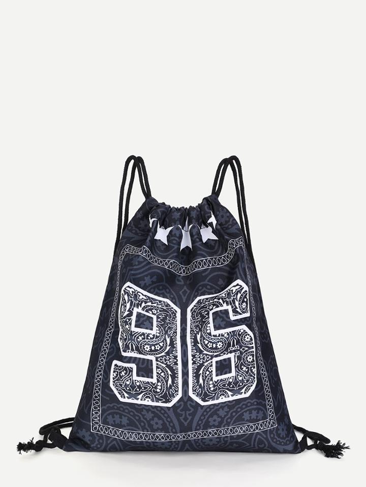 Romwe Mixed Pattern Drawstring Backpack