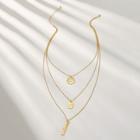 Romwe Textured Bar & Disc Pendant Chain Necklace 1pc