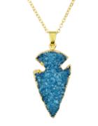 Romwe Natural Stone Sautoir Necklace Natural Blue Stone Necklace For Women