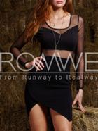 Romwe Black Contrast Mesh Yoke Bodycon Dress