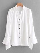 Romwe Asymmetrical Cuff Button Up Blouse