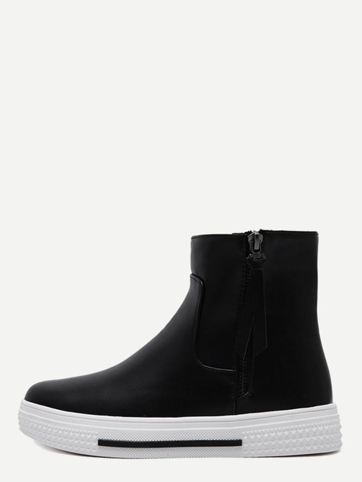 Romwe Black Side Zipper High Top Sneakers