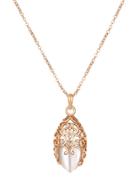 Romwe Hollow Design Opal Pendant Chain Necklace