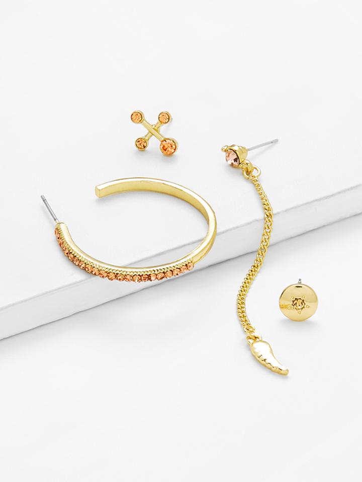 Romwe Cross & Hoop Design Earring Set