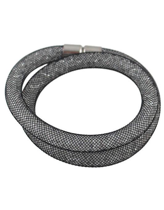 Romwe Black Mesh Two Laps Bracelet