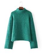 Romwe Rolled Trim High Neck Sweater