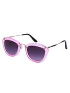 Romwe Pink Clear Bold Frame Metal Arm Square Sunglasses