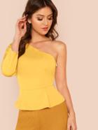 Romwe One Shoulder Tie Waist Top