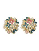 Romwe Colorful Flower Shape Stud Earrings