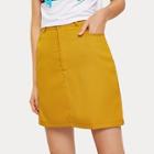 Romwe Button And Pocket Detail Solid Skirt