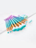 Romwe Ombre Mermaid Handle Makeup Brush Set 10pcs