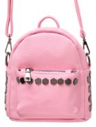 Romwe Pink Zipper Studded Pu Bag