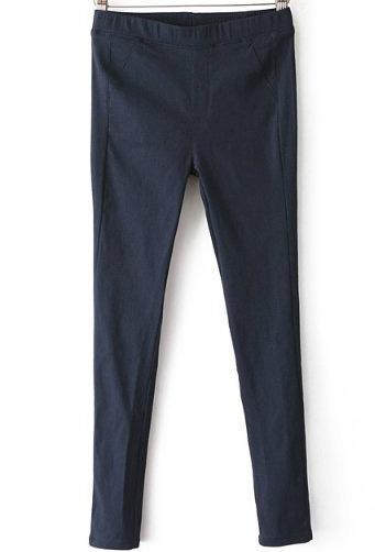 Romwe Elastic Waist Slim Black Legging