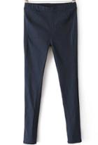 Romwe Elastic Waist Slim Black Legging