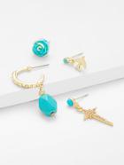 Romwe Rose & Bird Design Earring Set