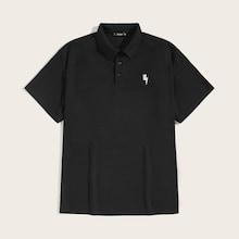 Romwe Guys Lightning Embroidered Polo Shirt