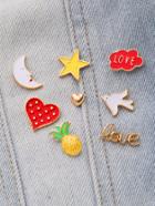 Romwe Heart & Star Design Cute Brooch Set