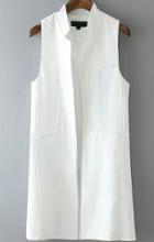 Romwe Stand Collar With Pocket White Vest