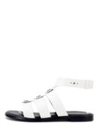 Romwe White Open Toe Studded Gladiator Sandals