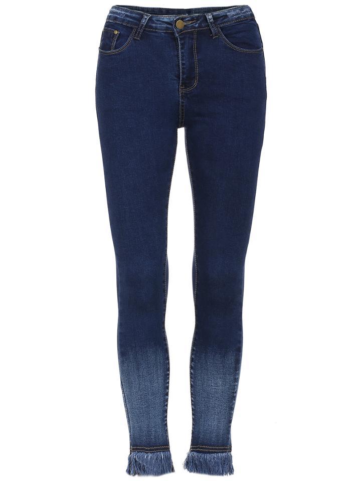Romwe Ombre Frayed Denim Pant