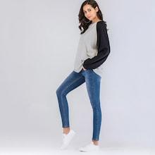 Romwe Colorblock Batwing Sleeve Sweatshirt