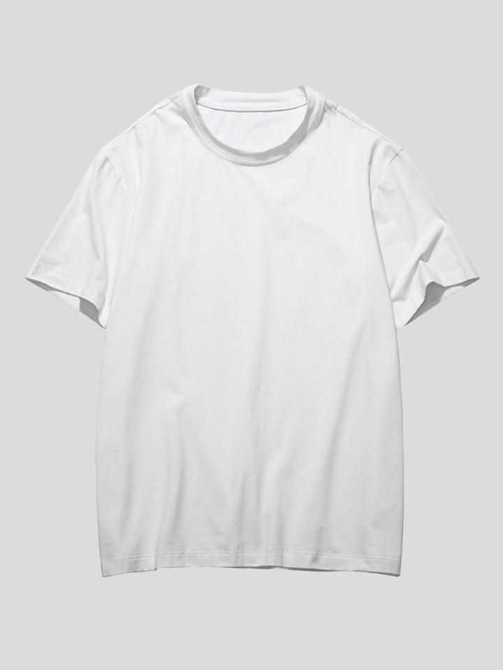 Romwe Men Solid Color T-shirt