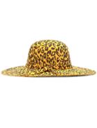 Romwe Yellow Leopard Print Bow Hat