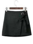 Romwe Ring Detail Zipper Back Wrap Skirt