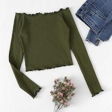 Romwe Frill Hem Solid Tee