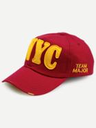 Romwe Burgundy Embroidered Letters Baseball Hat
