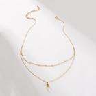Romwe Dainty Gold Chain Necklace With Mini Horn Pendant