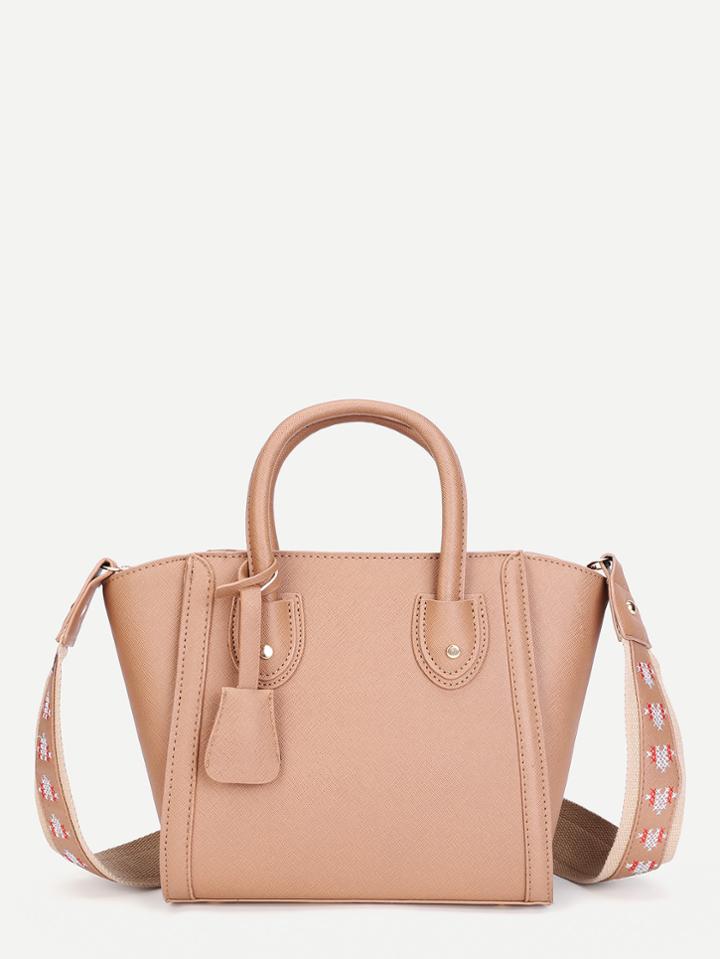 Romwe Shoulder Bag With Embroidered Strap
