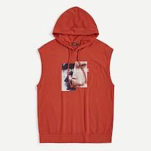 Romwe Guys Figure And Letter Hooded Top