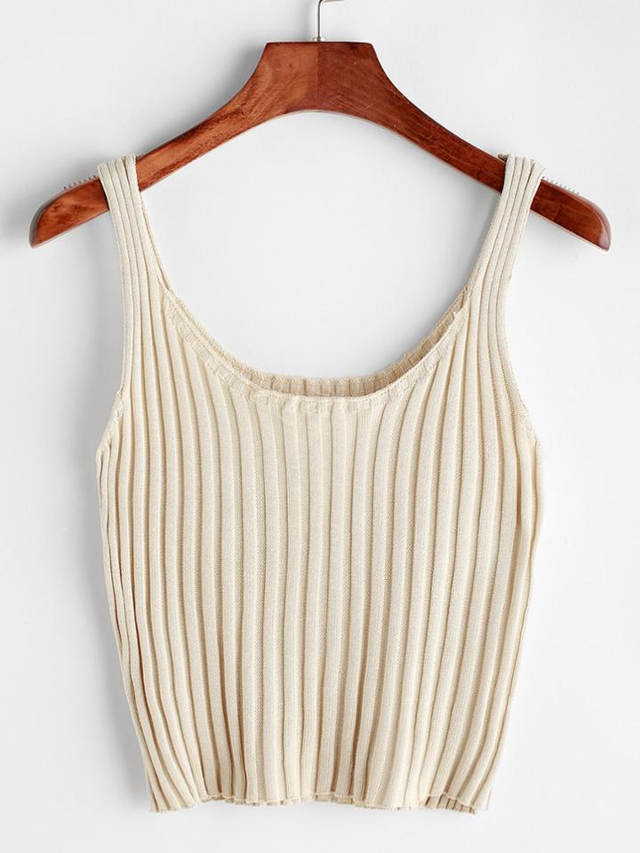Romwe Ribbed Knitted Cami Top