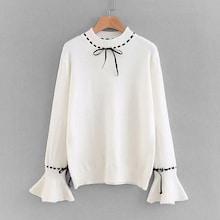 Romwe Tie Detail Flounce Sleeve Jumper