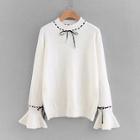 Romwe Tie Detail Flounce Sleeve Jumper