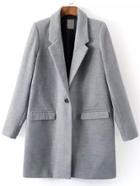 Romwe Lapel Single Button Pockets Woolen Grey Coat